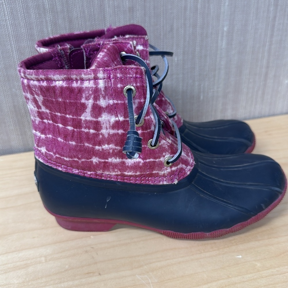 Sperry Saltwater rubber rain duck boots purple and blue youth size 2 - Picture 2 of 9